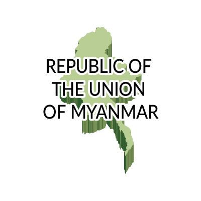 ミャンマー連合共和国無料フリーイラスト｜英語・立体(緑)
